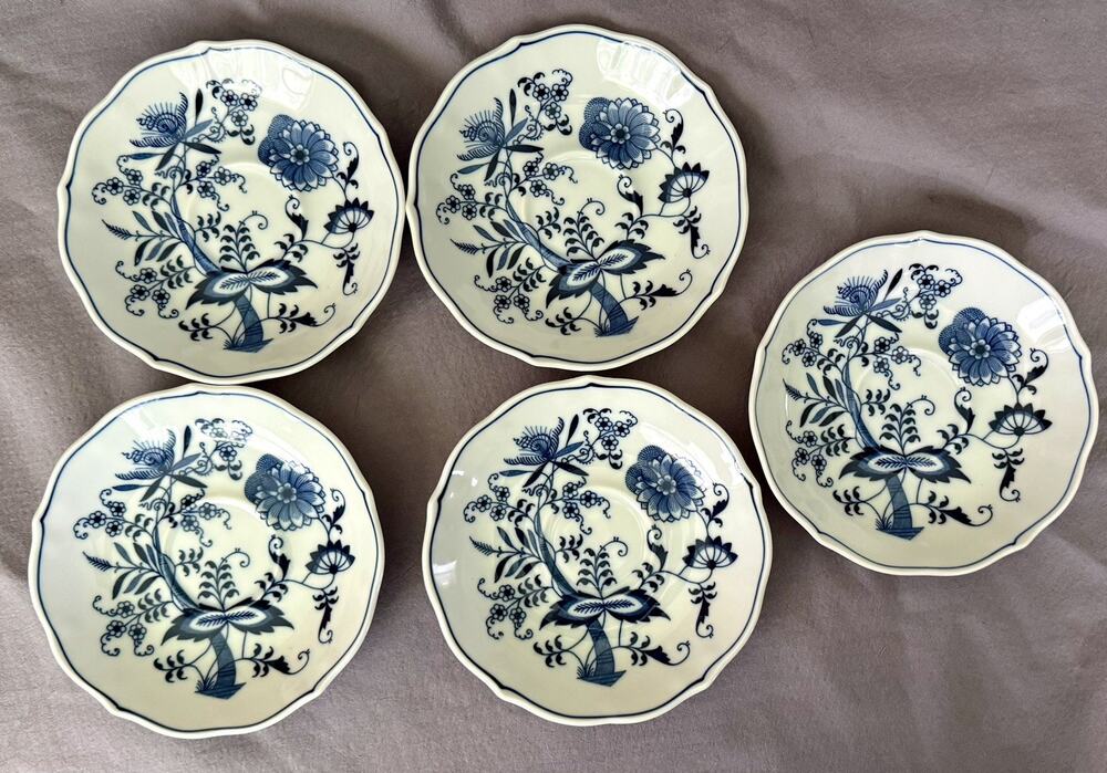 Set/5 Blue Danube China Blue Onion Pattern Japan 5.5” Saucer Plates EXCELLENT